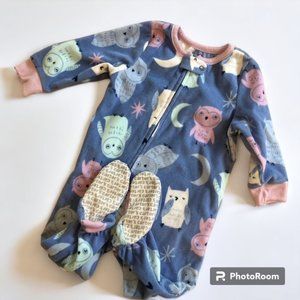 Baby Girl Owl Fleece Footed Pajamas 12 Months